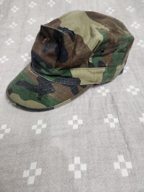 USMC Woodland Camo 8-Point Utility Cover Cap Large EGA USGI Hat Marine Corps S